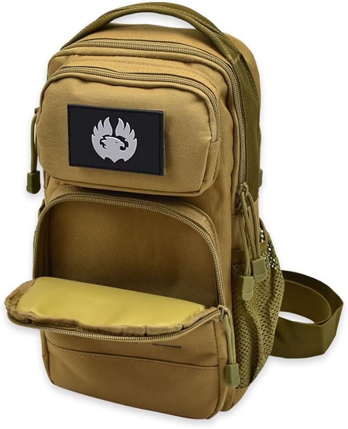 TORCH Sling Bag Single Shoulder Crossbody Backpack Urban Outdoor Sports Military Style MOLLE Travel Pack for EDC Gear V2 Desert