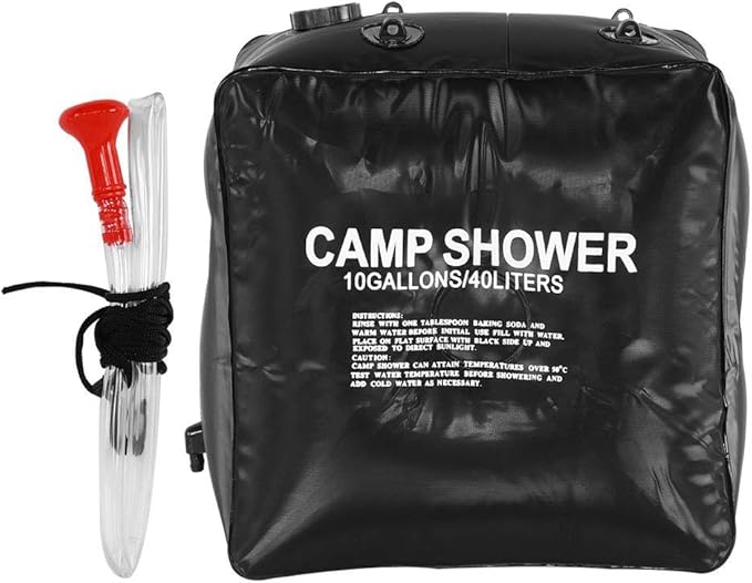 Acouto 40L Portable Solar Heated Camping Shower Bag with Easy Hanging Cord for Outdoor Fun