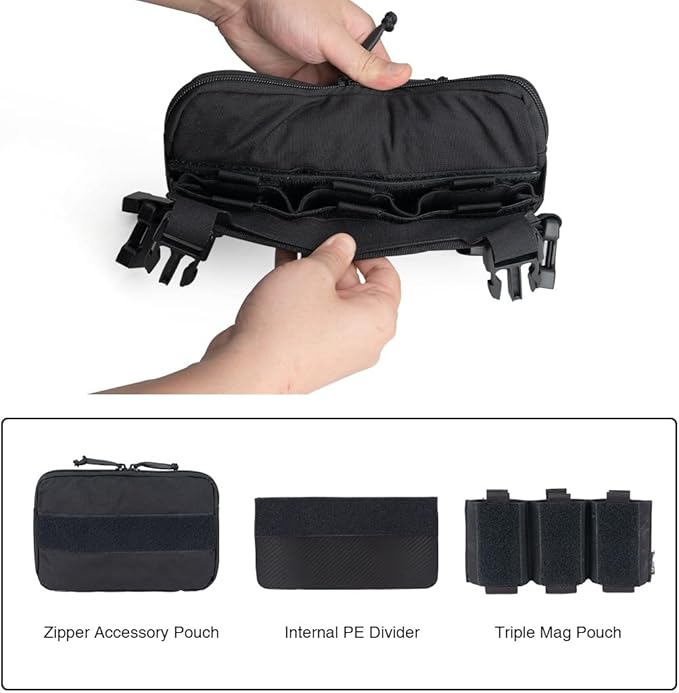 IDOGEAR Tactical Chest Bag with Insert 5.56/7.62 Mag Pouch Recon Kit Kangaroo Chest Bag Utility Laser-cut MOLLE Admin Pouch