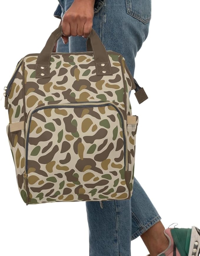 Camo Duck Backpack/Old School Camo Diaper bag/Trendy Camouflaged Travel bag