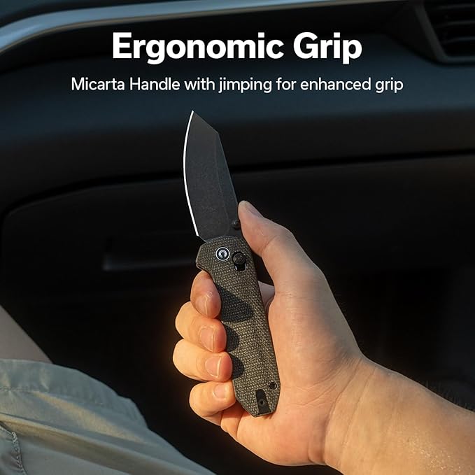 CIVIVI Yonder Folding Pocket Knife for EDC Crossbar Lock Knife with 2.88 14C28N Blade Micarta Handle Lightweight Knife Gifts for Men Women Camping Hiking Designed by Zac Whitmore C23073B-1