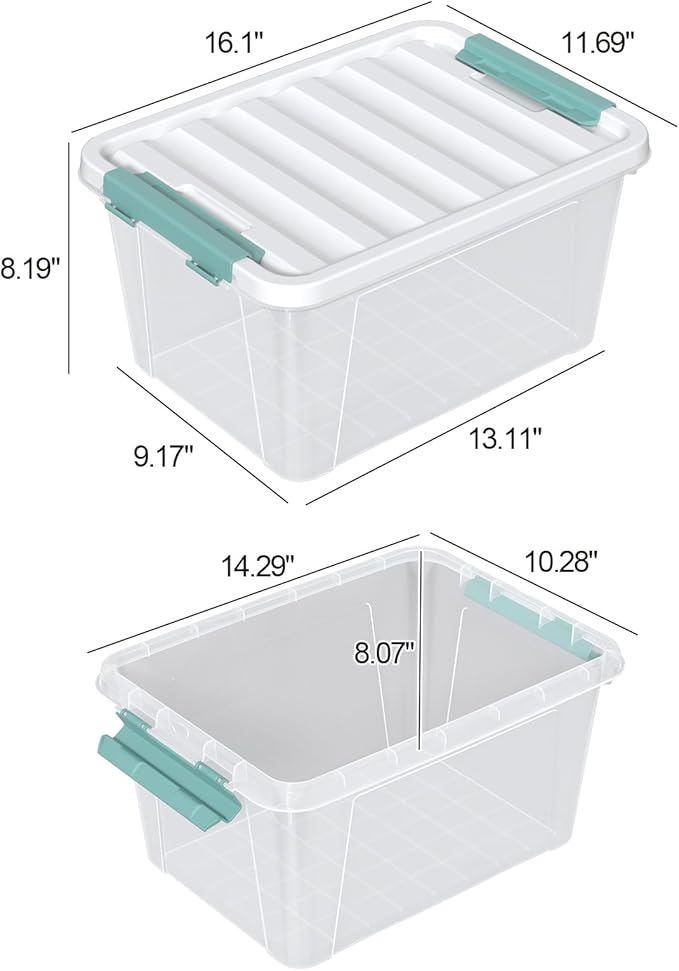 6 Pack Clear Latching Box with Lid 20 Quart Plastic Storage Bin