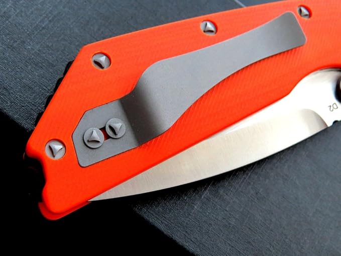 Eafengrow EF335 Folding Knives D2 Blade and G10 Handle5 inch Closed EDC Pocket Folding Knife with Clip (orange)