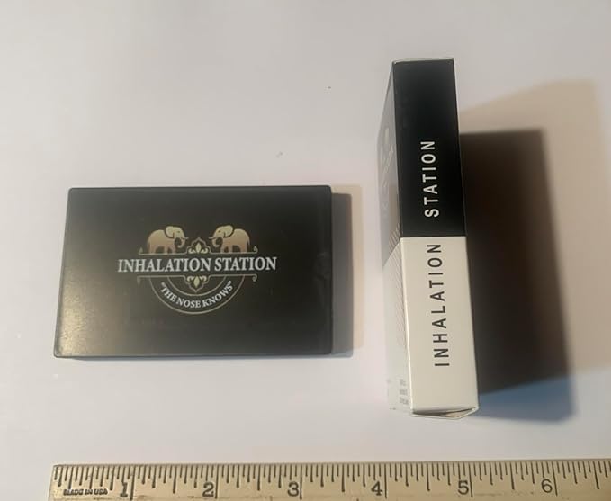 Inhalation Station Black 7 Compartment/Slot Snuff Storage Box w/Built in Slim 3 Metal Straw Portable Travel Case
