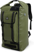 Haimont Dry Waterproof Roll Top Backpack Marine Dry Bag River Pack with Waist Belt Camping Surfing 60L Army Green/Black