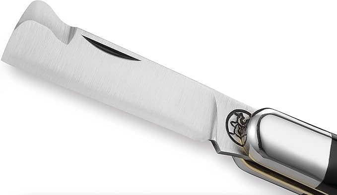DUE BUOI 203C Professional Agriculture Pruning Grafting Knife for Budding Trimming Buffalo Horn Handle Böhler K720 Carbon Steel Blade (Professional Knife NOT an EDC Pocket Knife)