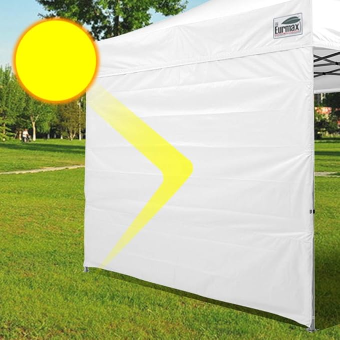 Eurmax USA 10x10 Pop Up Canopy SunWall-UV Protection for TentsBlocks Sunlight&ampWindWater Resistant Side Wall OnlyEasy Hook &amp Loop InstallationFit for 10FT Straight Leg Shelters&ampGazeboR