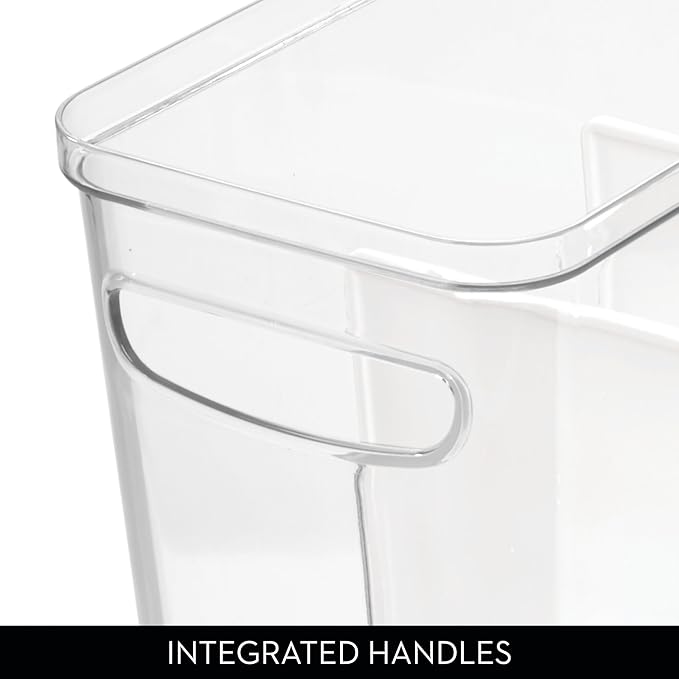 iDesign Crisp Divided Organizer Bin with Handles 6 x 8 x 14 Clear/Matte White