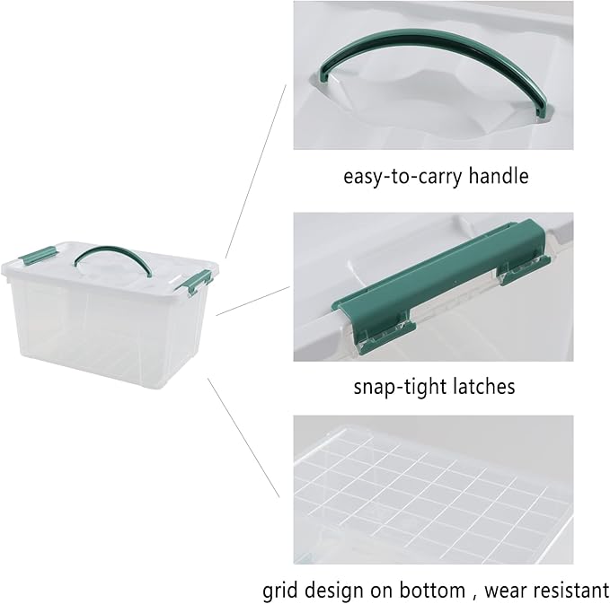 Ggbin 14 Quart Latching Storage Box with Handle 1 Pack Plastic Lidded Organizing Bin
