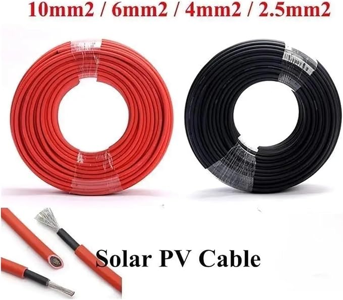 100 Meters/Roll 2.5mm2 4mm2 6mm2 PV Solar Cable Black Or Red Color Photovoltaic Wires Tinned Copper(Red6mm2-10AWG)