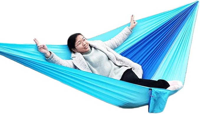 Portable Hammock Outdoor Double Camping Hammock Lightweight Nylon Parachute Hammocks for Patio Backyard for Backpacking Beach (Color : White Transparent Brown Size : 270X140cm)