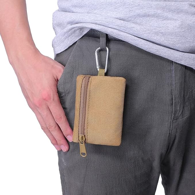 BYERZ Tactical Wallet EDC Molle Pouch Portable Key Card Case Outdoor Sports Coin Purse Hunting Bag Zipper Pack Multifunctional Bag New (Size : Khaki)