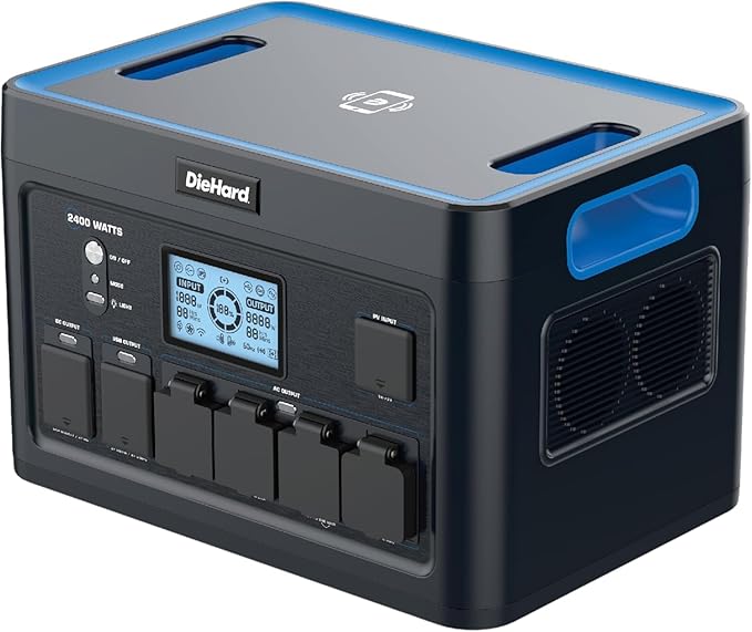 DieHard Portable Power Station 2400-Watt (4800-Watt Peak) 2048Wh with 400W Solar Panel - Quiet Solar Generator for Home Backup Weather Outdoor Recreation Jobsite and More