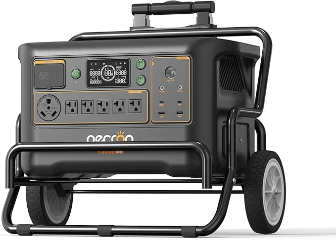 Pecron Portable Power Station F3000LFP with Cart Kit 3072Wh Solar Camping Generator 3600W Solar Generator for RV Home Use CPAP