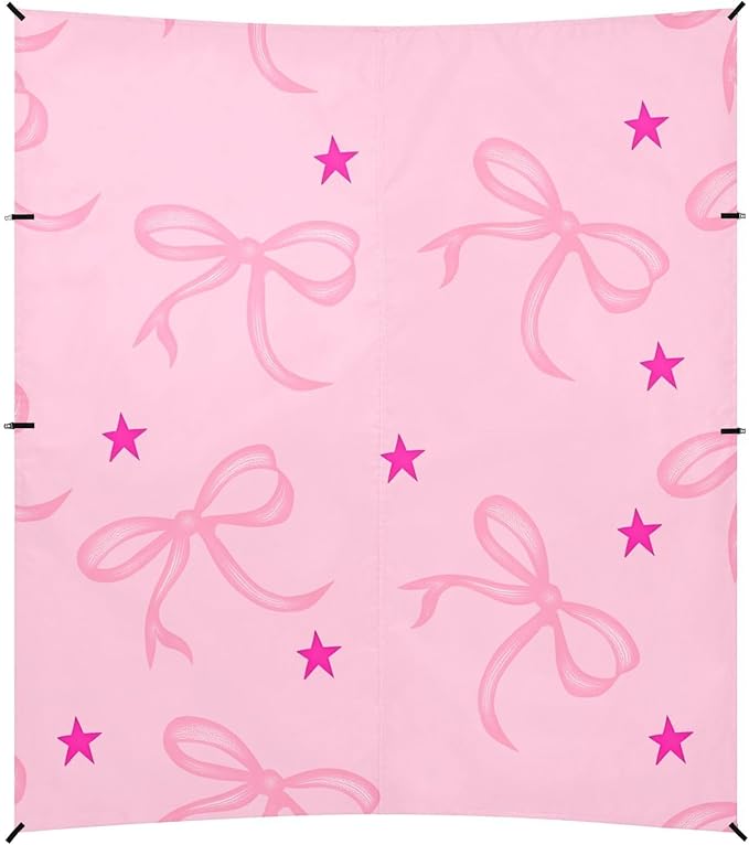 ALAZA Bow Stars Pink Beach Tent Sun Shelter Portable Canopy Sunshade for Outdoor Camping Picnics Backyard Fun 10x9 ft