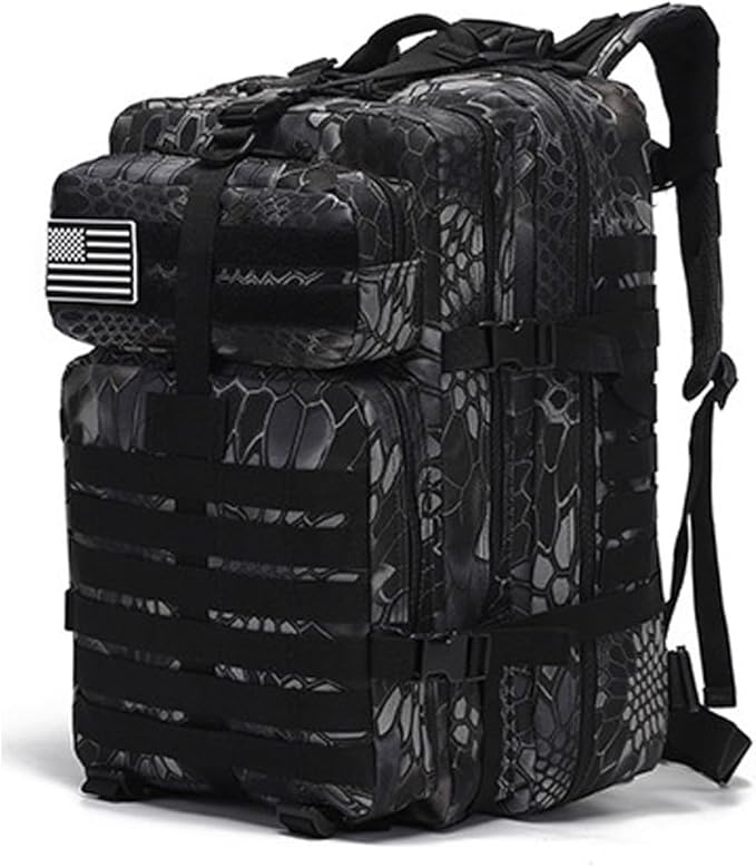 Military Tactical Backpack Large Army 3 Day Assault Pack Molle Bag Backpacks (Python Pattern Black)