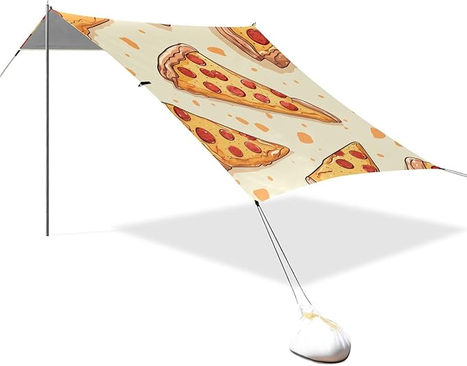 ALAZA Pizza Slice on Yellow Beach Tent Sun Shelter Portable Canopy Sunshade for Outdoor Camping Picnics Backyard Fun 10x9 ft