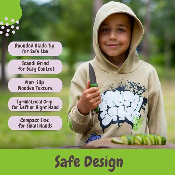 BPSKNIVES Season Series Spring - Kids First Knife - Bushcraft Knives for Boys - Whittling Knives for Kids - Safe Kid Knife with Sheath &amp Rounded Tip - Camping Knife - Gift for Boys