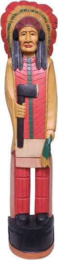 WorldBazzar 5 Foot Axe Indian Huge Hand Crafted Wooden Sculpture Cowboys Horseshoes Shotgun Old west Hunting Cigar Store