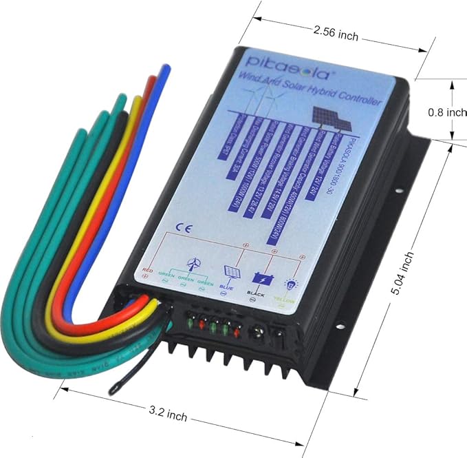 Pikasola Hybrid Wind &amp Solar Controller for 12V/24V Battery Auto 30A Charge Controller for Off Grid Max 800W Wind Turbine &amp 1000W Solar Panel with MCT Charging