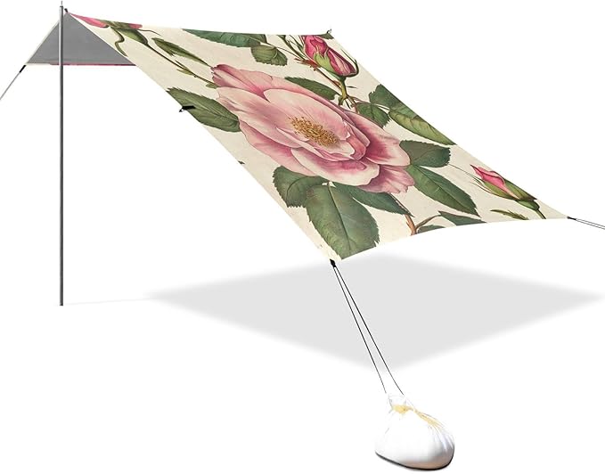 ALAZA Botanical Garden Vintage Rose Beach Tent Sun Shelter Portable Canopy Sunshade for Outdoor Camping Picnics Backyard Fun 10x9 ft