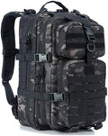 REEBOW GEAR Military Tactical Backpack for Men Large 34L Army 3 Day Assault Pack Molle Bag Backpacks (34L Black Camouflage)