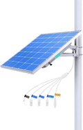 LINOVISION 100W 5-in-1 Smart Solar Power System 3 Ports PoE Built-in LiFePO4 Battery MPPT Charge Controller Remote Monitoring IP66 Waterproof Panel Pole Mount for Security Cameras &amp IoT Devi