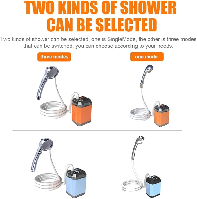 ACAGALA Portable Cordless Camping Shower Outdoor Electric Shower Pump 9000mAh Rechargeable Shower Large Capacity Hiking Traveling Shower Digital Display Bathe Tool