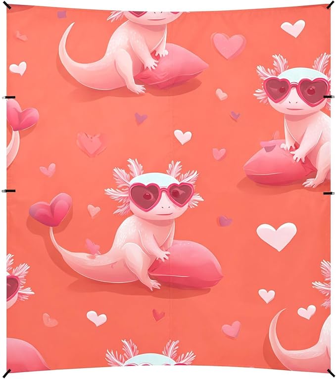 ALAZA Salamander Sunglasses Heart Pattern Beach Tent Sun Shelter Portable Canopy Sunshade for Outdoor Camping Picnics Backyard Fun 10x9 ft