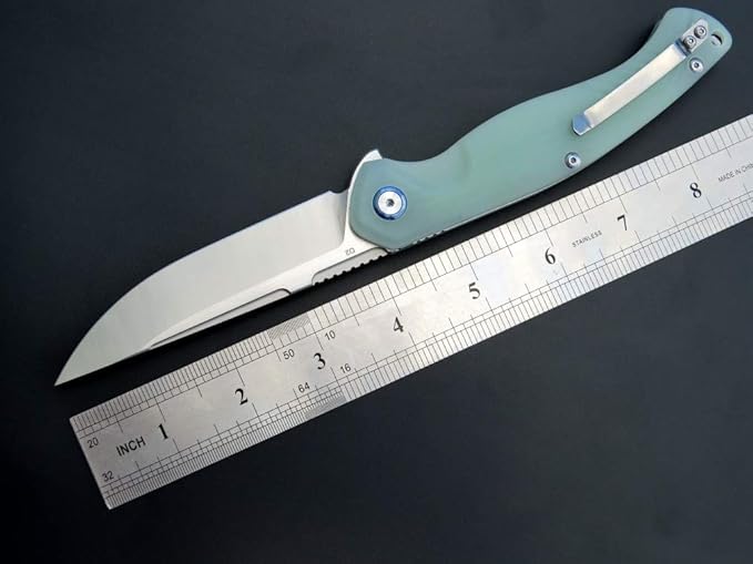 Eafengrow EF953 Pocket Folding Knife G10 Handle D2 BladeEDC Tool Knife for Outdoor Camping Hiking (Jade)