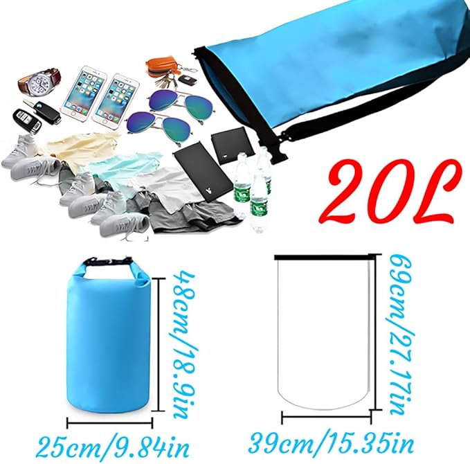Custom Waterproof Dry Bags - Personalized 5L/10L/20L/30L Floating Lightweight Bags for Kayaking/Fishing/Camping Customizable with Club Logo (Multiple Colors) (Royal blue)