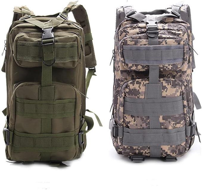Outdoor Sports Pack Hiking Bag Tactical Rucksack Camo Knapsack Combat Camouflage Tactical Molle 25L 3P Backpack - Tan
