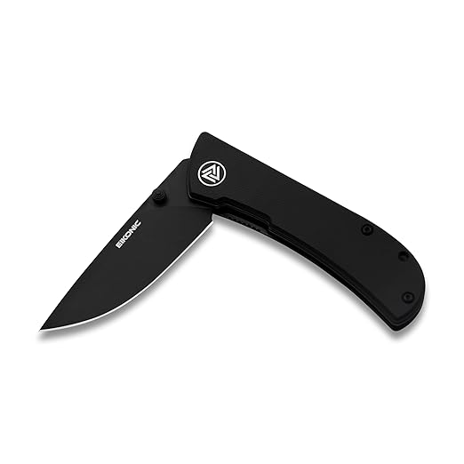 EIKONIC Knives HEAdesigns Fairwind Folding Knife 2.72 D2 Black Stonewashed Drop Point Plain Blade Black G10 Handles Liner Lock - 220BB