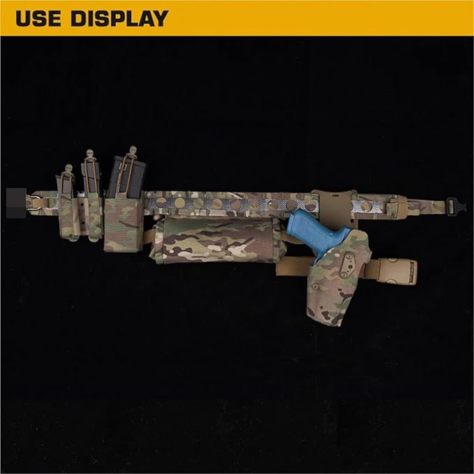 Tactical Double Elastic Mag Pouch - 9mm/40 MOLLE Waist Belt Bag for Flashlight &amp Tool Holster Hunting Airsoft Shooting Gear