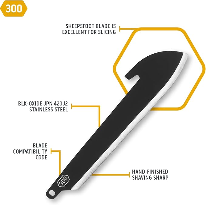 OUTDOOR EDGE RAZOR VX1 Black with 3 Black Drop Point Blades 1 Serrated Blade &amp 6 Sheepsfoot - Replaceable Blade EDC Folding Pocket Knife - 3 Stainless Blade Black Anodized Aluminum Handle