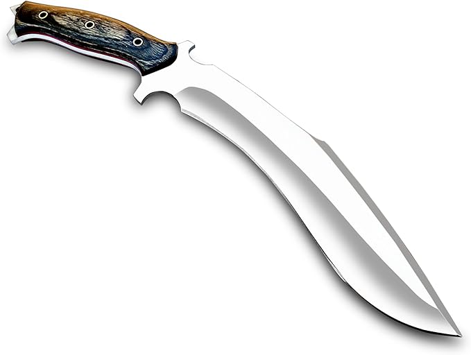 WARIVO Handmade D2 Kukri Knife - 15 Inch Fixed Blade Full Tang Machete for survival Clearing Bush Yard Work Gardening Camping Hiking and Bushcraft Outdoor Activities