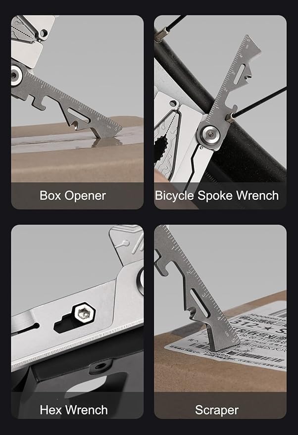 20 in 1 Credit Card Multitool Stainless Steel Wallet Multi Tool EDC Tool with Pliers Knife Bottle OpenerHexagon Spanner Compact &amp Lightweight