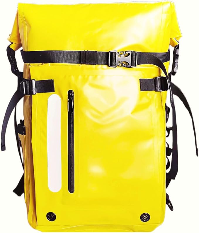 Yellow 30L Waterproof Backpack - High Visibility Roll Top Dry Bag | Floating Kayak &amp Fishing Backpack for Outdoor Safety