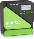 Vansdon 60A Solar Charge Controller 12V/24V MPPT Solar Charge Controller Adjustable LCD with Timer Dual USB Ports for RV Boat Cabin Off-Grid Systems Compatible with FLD/LiFePO4/SLD/GEL/AGM