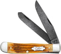 Case XX Pocket Knife TRAPPER - BURNT GOLDENROD DAMASCUS - SECOND CUT JIGGED Item #52420-6254DAM - Length Closed: 4 1/8Inches