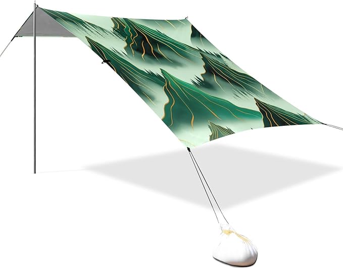 Beach Canopy with Windproof Ropes &amp Sandbags Beach Tent Sun Shade Sun Shelter for Camping Trips Fishing Backyard Fun or Picnics Landscape