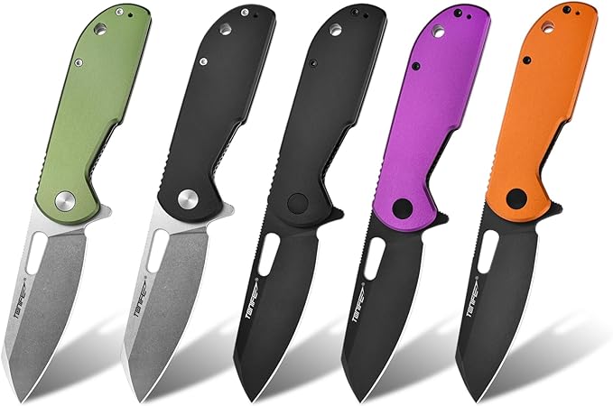 TONIFE Galaxy Mini Folding Knife with D2 Steel Blade and Aluminum Handle EDC Pocket Tool for Camping Hiking and Survival (green)