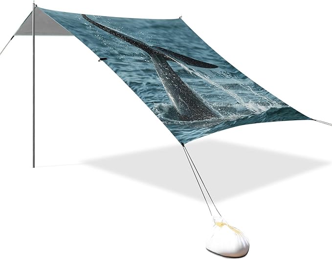 ALAZA The Tail of A Dolphin Sea Beach Tent Sun Shelter Portable Canopy Sunshade for Outdoor Camping Picnics Backyard Fun 10x9 ft