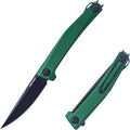 Real Steel Teres lightweight EDC Flipper Knife 3.11'' Nitro-V ‎Black PVD Hollow-Ground BladeAluminum HandleLiner Lock Knife Gentleman's Knife with Pocket ClipHunting Camping Hiking Fishing Knife