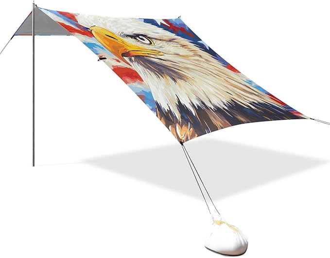 ALAZA Eagles Star Independence Day Beach Tent Sun Shelter Portable Canopy Sunshade for Outdoor Camping Picnics Backyard Fun 10x9 ft