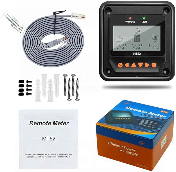 EPEVER MT-52 Remote Meter with LCD Display Remote Meter Fit for Tracer-an Tracer-BN TRIRON Series Solar Panel Battery Regulator