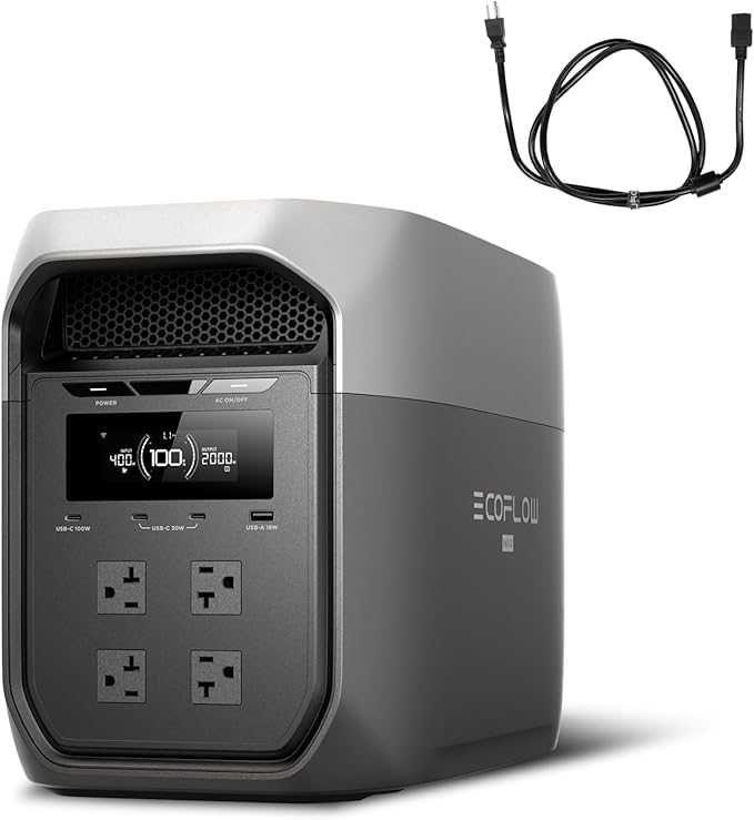EF ECOFLOW Portable Power Station DELTA 3 Max with AC Charging Cable 2048Wh LiFePO4 Battery 3400W X-Boost Output Ultra-Fast 0-80% Charging in 1.13 Hr Home Backup &amp RV Camping