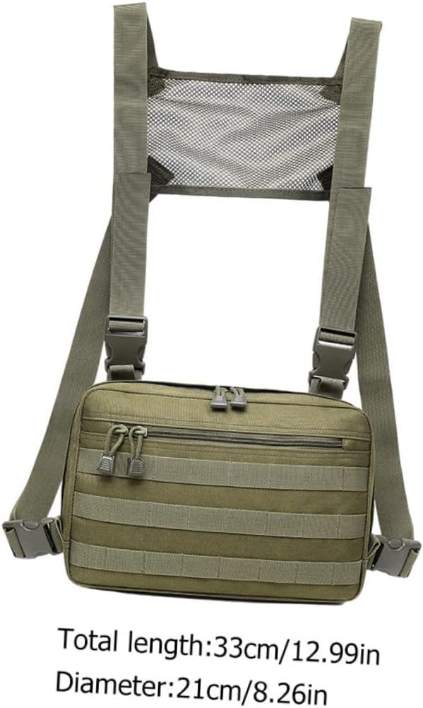 LIFKOME Adjustable Shoulder Bag for Men Nylon Camping Chest Bag Capacity for Hiking Hunting