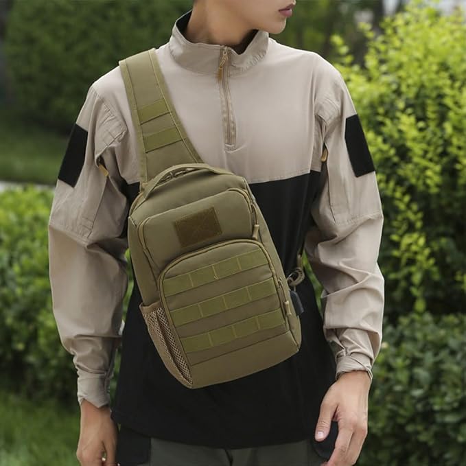 MiOYOOW Tactical Sling Bag Portable Molle Chest Pack Outdoor Large Capacity Sling Backpack with 3 Carrying Methods for Outdoor Sports Travel Climbing