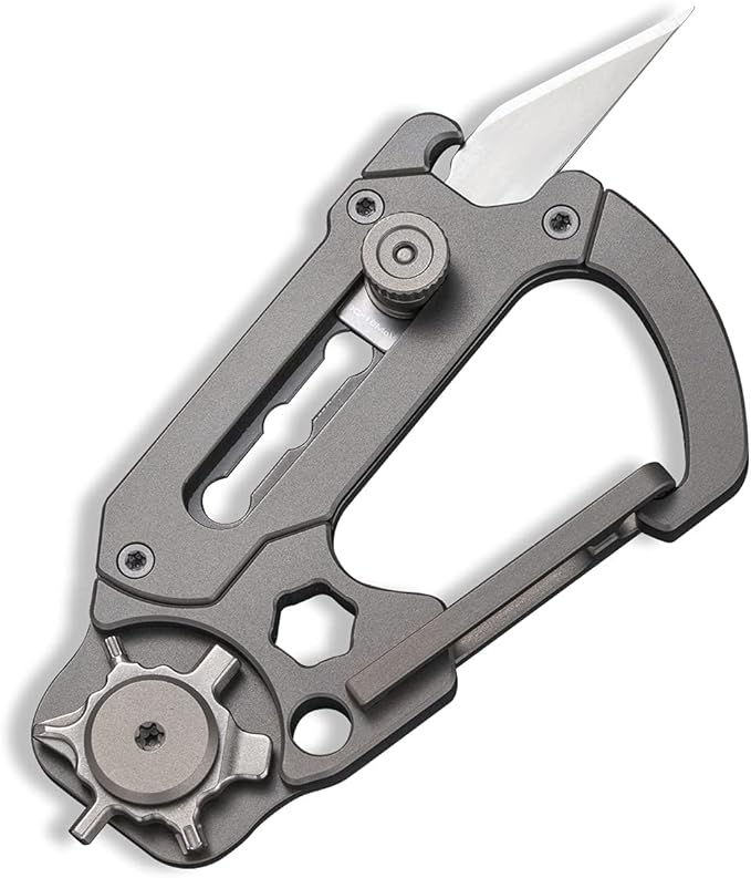 CIVIVI Polymorph Titanium Carabiner Multi-Tool with Utility Blade Bottle Opener Screwdriver C20045-1